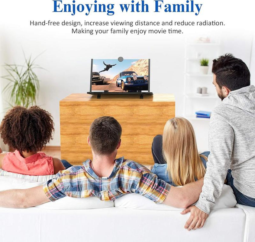 12" Mobile Phone Screen Magnifier,3D HD Mobile Magnifier Projector Screen for Movies,Videos, Foldable Phone Stand with Screen Amplifier,Supports All Smartphones (Black,12 Inches)