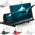 12" Mobile Phone Screen Magnifier,3D HD Mobile Magnifier Projector Screen for Movies,Videos, Foldable Phone Stand with Screen Amplifier,Supports All Smartphones (Black,12 Inches)