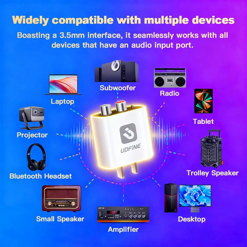 Bluetooth Audio Adapter for Music Streaming Sound System, Esinkin Wireless Audio Adapter Works with Smartphones and Tablets, Bluetooth Receiver for Home Stereo