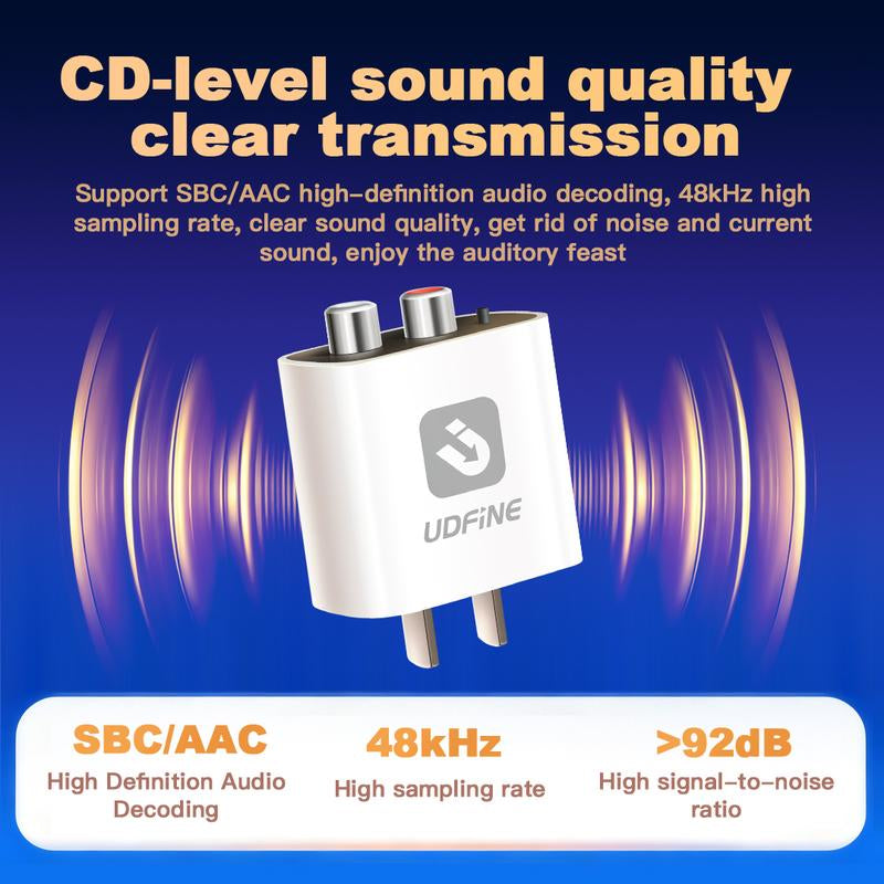 Bluetooth Audio Adapter for Music Streaming Sound System, Esinkin Wireless Audio Adapter Works with Smartphones and Tablets, Bluetooth Receiver for Home Stereo