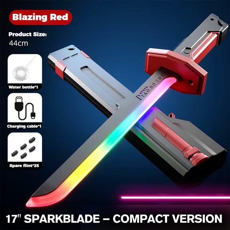 DKD 31.5" Cyberpunk Sparkblade Lightsaber Toy Spark Edition with Sound & Fog, Eight-Color Streaming Light Effect, Type-C Rechargeable for Rave, Cosplay & Display