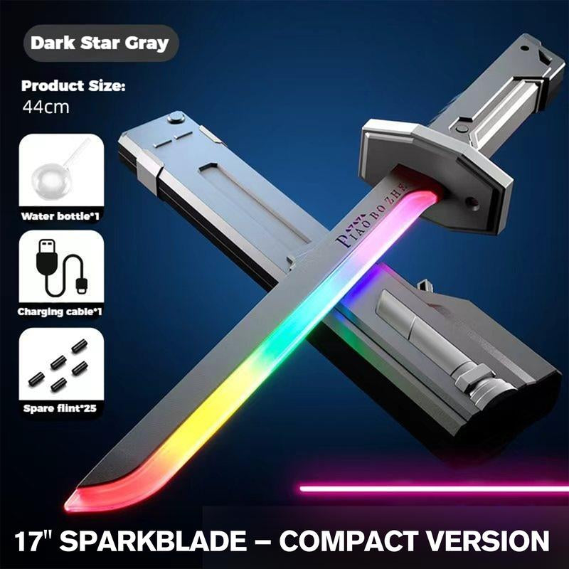 DKD 31.5" Cyberpunk Sparkblade Lightsaber Toy Spark Edition with Sound & Fog, Eight-Color Streaming Light Effect, Type-C Rechargeable for Rave, Cosplay & Display