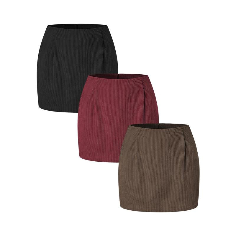 Halara 3-Piece High Waisted Invisible Zipper 2-In-1 Mini A-Line Corduroy Casual Skirts