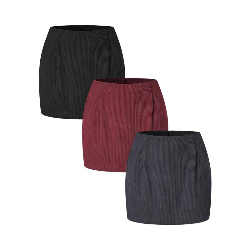 Halara 3-Piece High Waisted Invisible Zipper 2-In-1 Mini A-Line Corduroy Casual Skirts