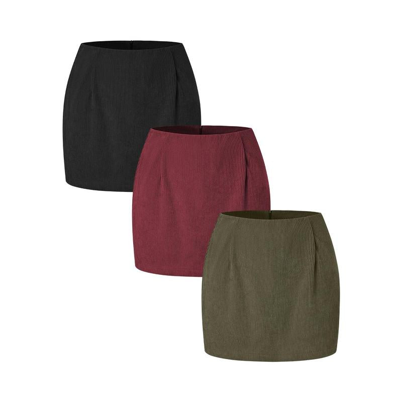 Halara 3-Piece High Waisted Invisible Zipper 2-In-1 Mini A-Line Corduroy Casual Skirts